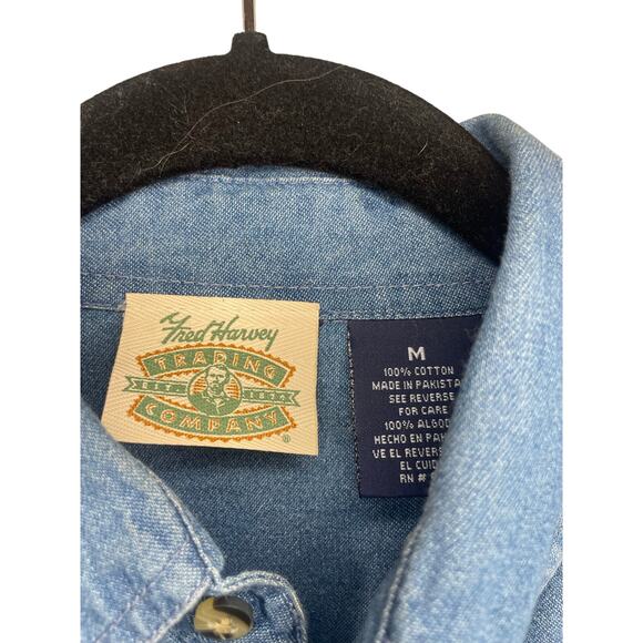 Vintage Fred Harvey Trading Company Embroidered denim button down shirt hermit’s - Picture 4 of 5